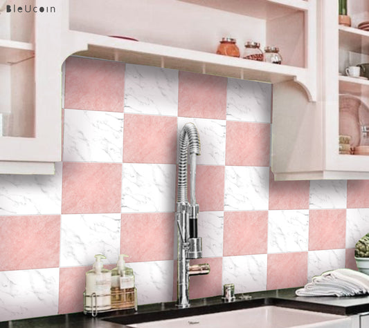 Stone Blush & White Checker Peel & Stick Tile