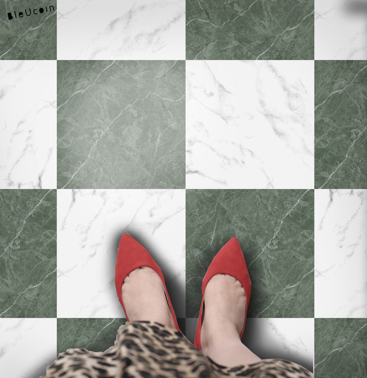 Marble Jade & White Checker Anti Slip Flooring