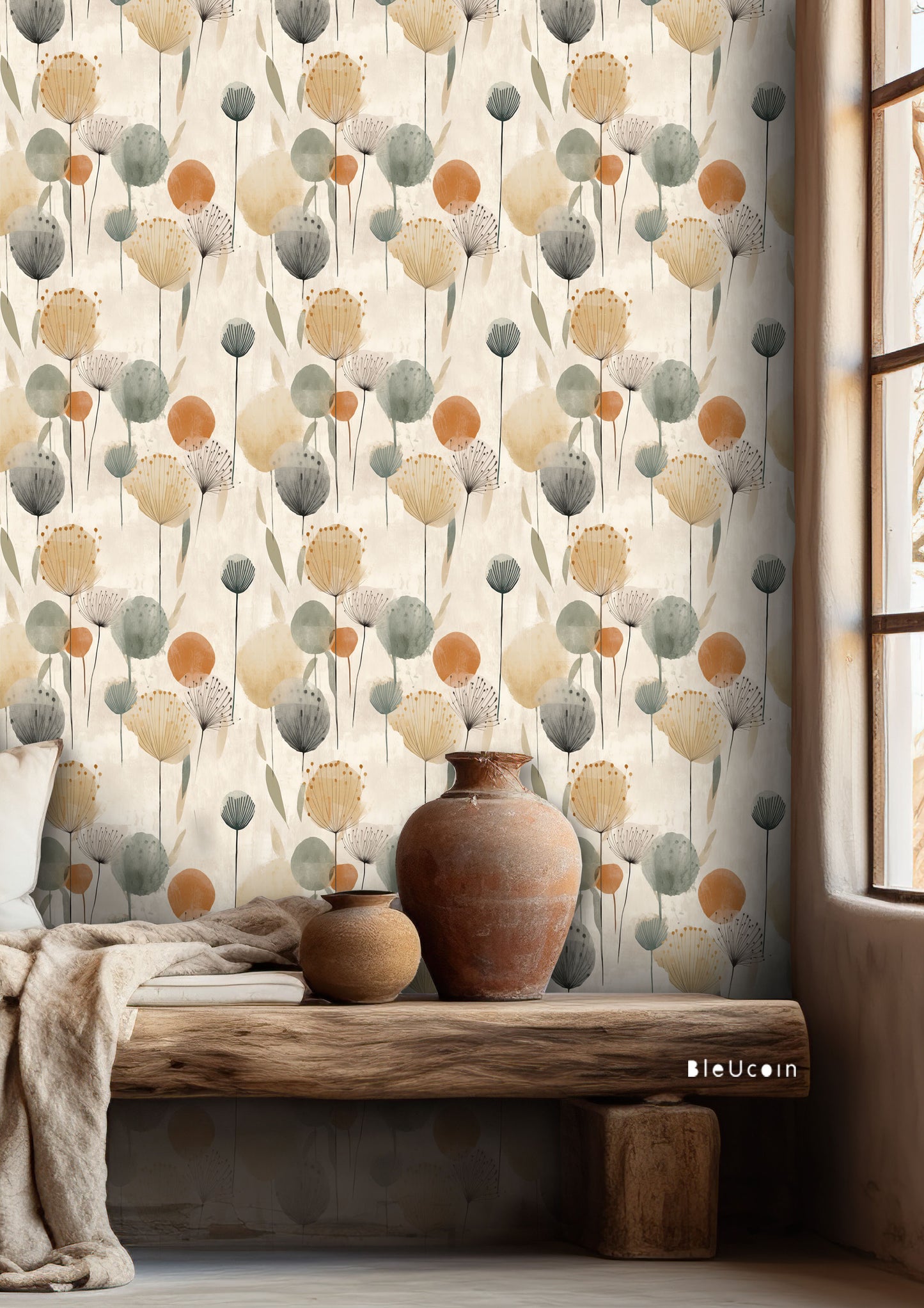 Boho dandelion Peel & Stick Wallpaper