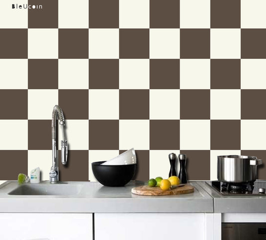 Brunette & off White Checker Peel & Stick Tile