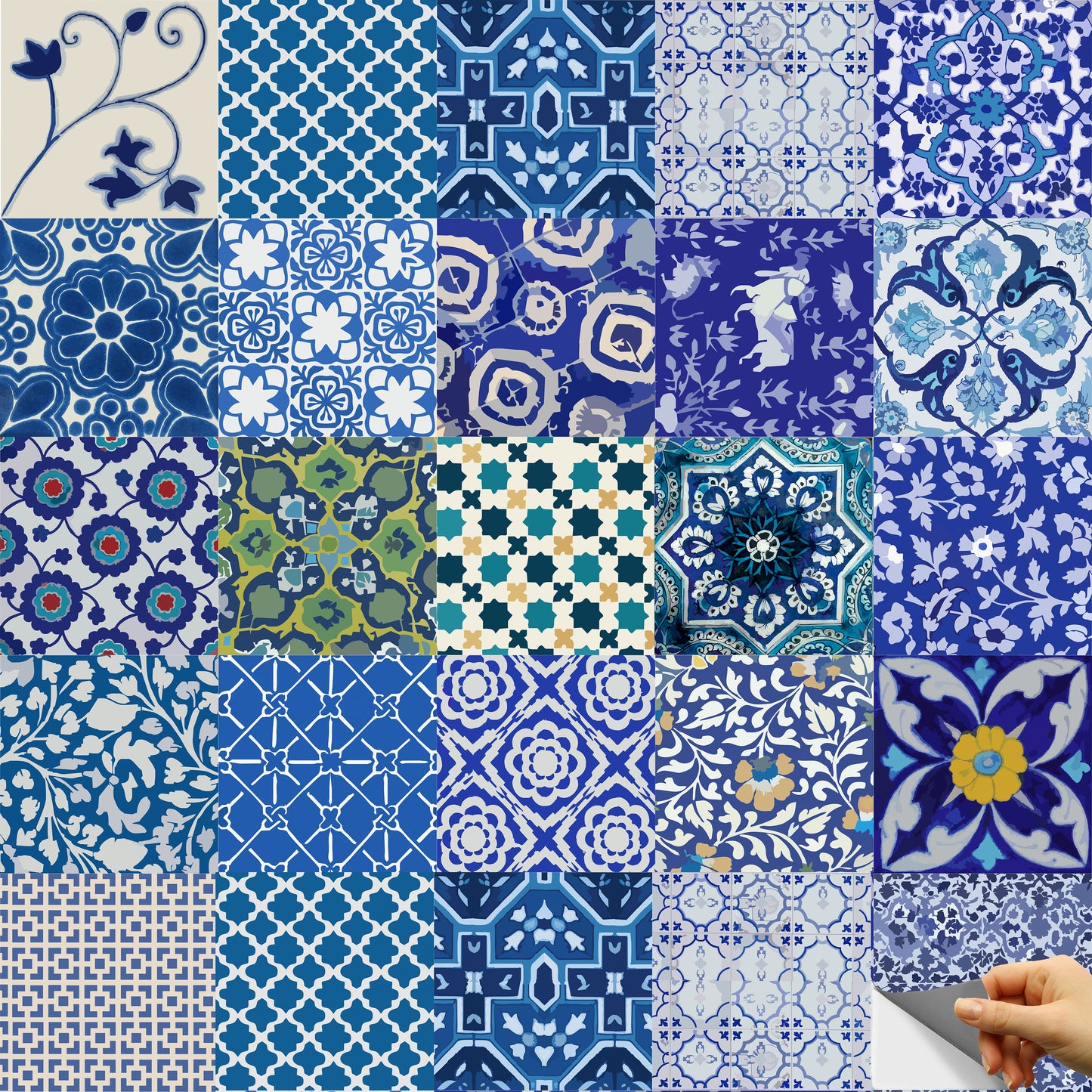Blue pottery Peel & Stick Tile