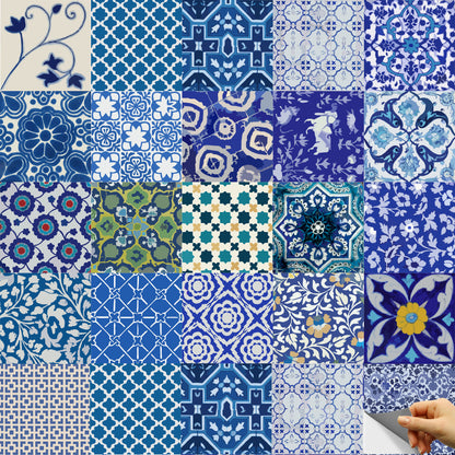 Blue pottery Peel & Stick Tile