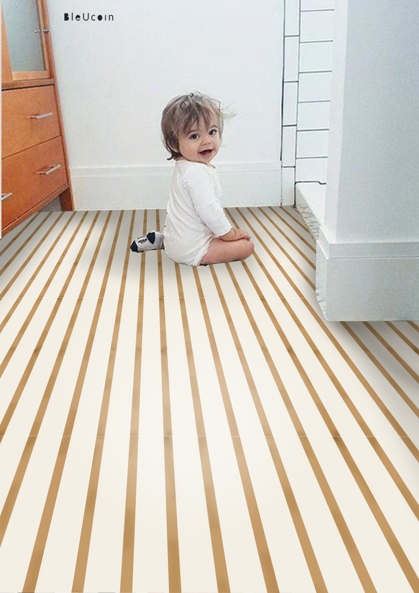 Subway Stripe Tan  Peel & Stick Anti Slip Flooring
