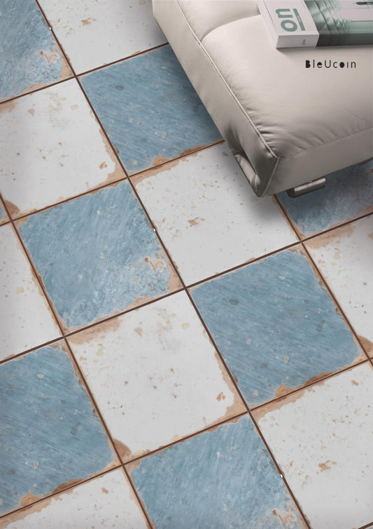 Vintage Weathered Ocean & off White Checker Anti Slip Flooring